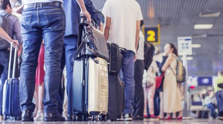 São Paulo, Brazil - January 17, 2018: People waiting to board the plane.